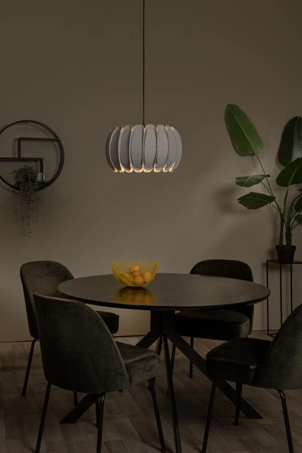 Lucide SPENCER - Hanglamp - Ø 40 cm - 1xE27 - Grijs - sfeer 1